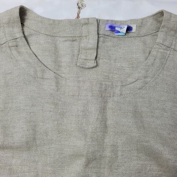 Eileen Fisher Organic Cotton Natural Silver Twinkle Shift Dress Released Hem Sm - Picture 13 of 16